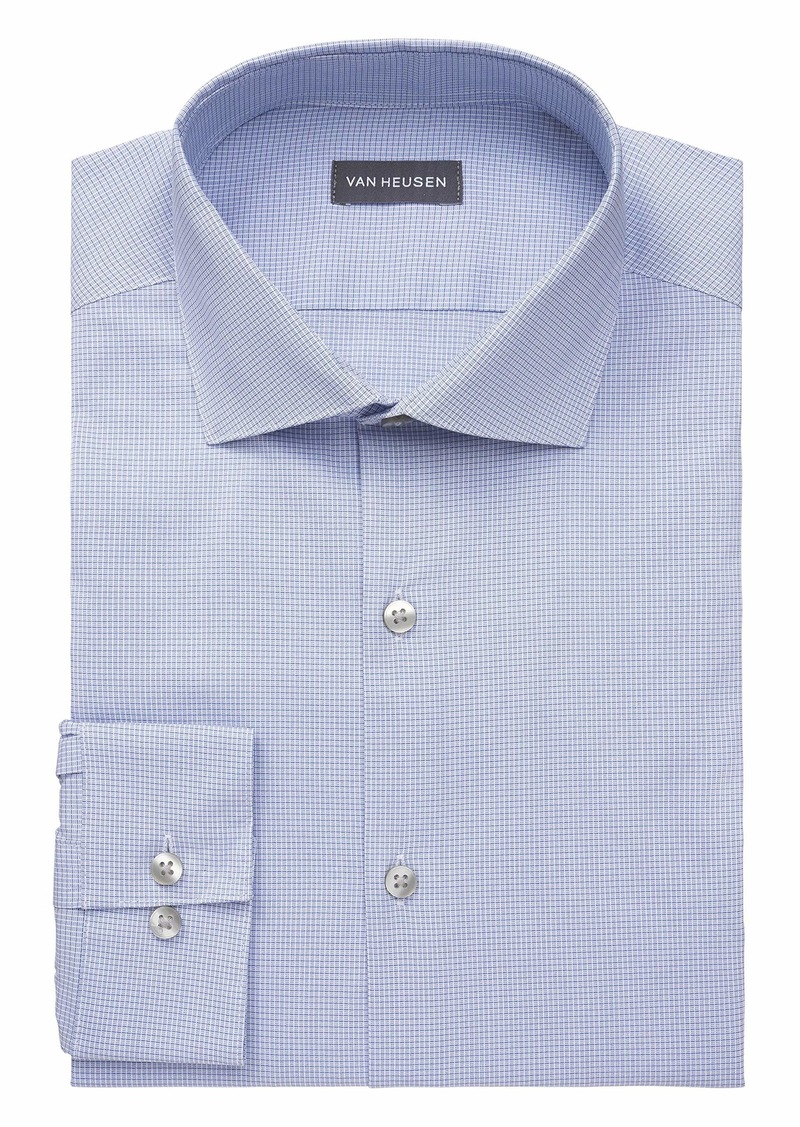 Van Heusen Men's Dress Shirt Slim Fit Stain Shield Stretch Blue Silver