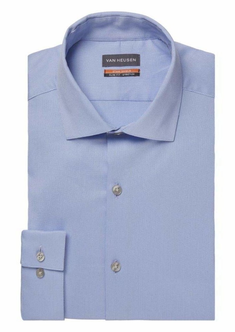 Van Heusen Men's Dress Shirt Slim Fit Stain Shield Stretch Sky Blue