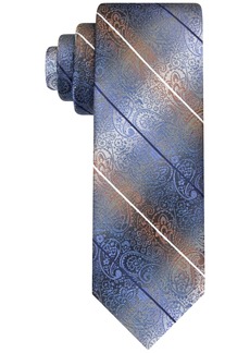 Van Heusen Men's Stripe Paisley Long Tie - Med Blu/sk