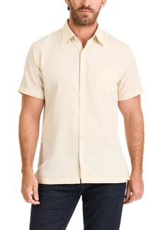 Van Heusen Men's Weekend Cross Dye Texture Plaid Short Sleeve Camp Shirt