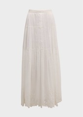 Vanessa Bruno Antoinette Tiered Eyelet-Embroidered Maxi Skirt