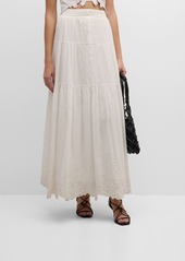 Vanessa Bruno Antoinette Tiered Eyelet-Embroidered Maxi Skirt