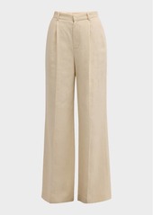 Vanessa Bruno Cyrano Pleated High-Rise Cotton-Linen Pants
