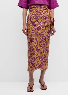 Vanessa Bruno Nesly Floral-Print Straight Midi Wrap Skirt