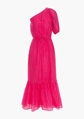 Vanessa Bruno - One-shoulder gathered cotton and silk-blend gauze midi dress - Pink - M
