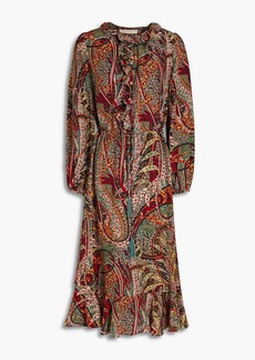Vanessa Bruno - Ruffled printed crepe de chine midi dress - Multicolor - FR 34