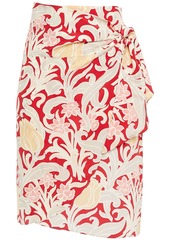 Vanessa Bruno Woman Floral-print Silk Crepe De Chine Wrap Skirt Red