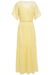 Vanessa Bruno Woman Lizon Tiered Pinstriped Cotton Maxi Dress Pastel Yellow