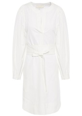 Vanessa Bruno Woman Louri Belted Herringbone Cotton Mini Dress White