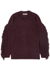 Vanessa Bruno Woman Mina Fringe-trimmed Mohair-blend Sweater Dark Purple
