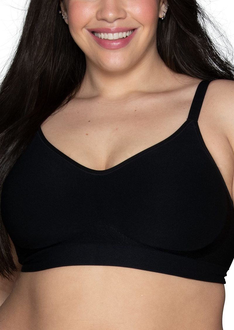 Vanity Fair Women's Wireless Bra Soft Smoothing Fabrics & Breathable Cups Simple Sizing Available S-3XL Seamless Stretch-Black
