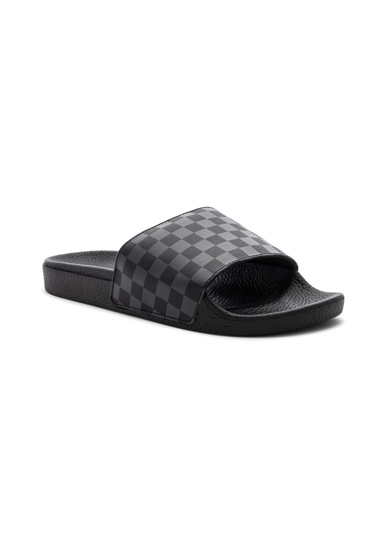 vans slides black checkerboard