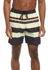 Vans Pride Stripe Board Shorts in Black-Rainbow at Nordstrom