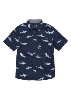 Vans Kids' Shark Print Short Sleeve Button-Up Shirt