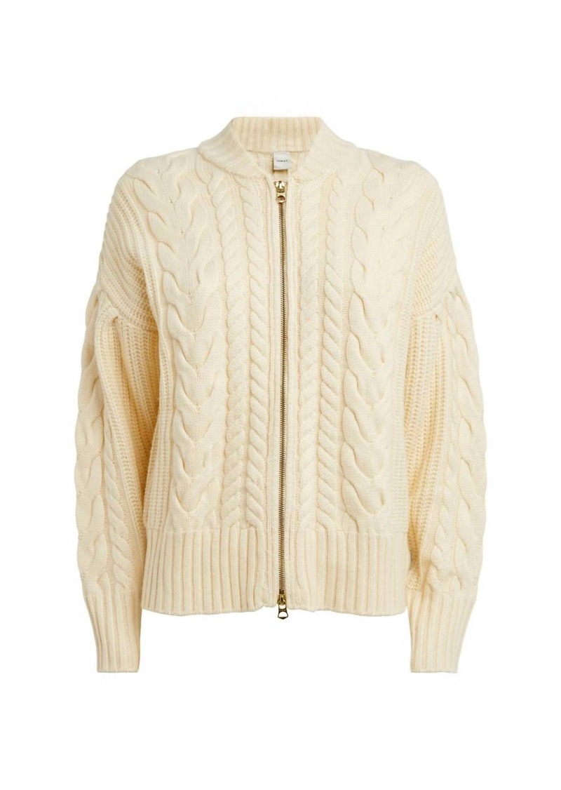 Varley Grace Cable Knit Jacket In Winter White