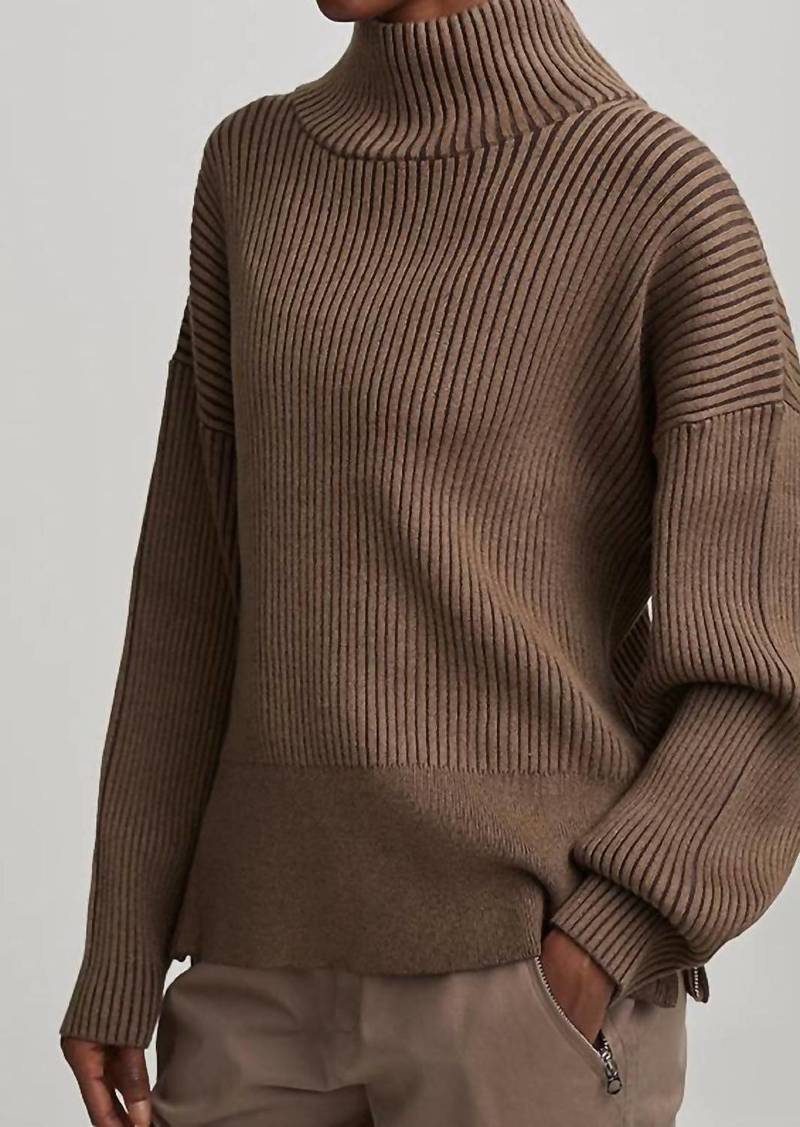 Varley Mayfair Mock Neck Knit Sweater In Shiitake Marl