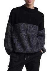 Varley Darwell Mock Neck Sweater in Black & Windchime at Nordstrom