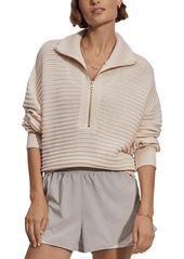 Varley Tara Cotton Pointelle Half Zip Sweater