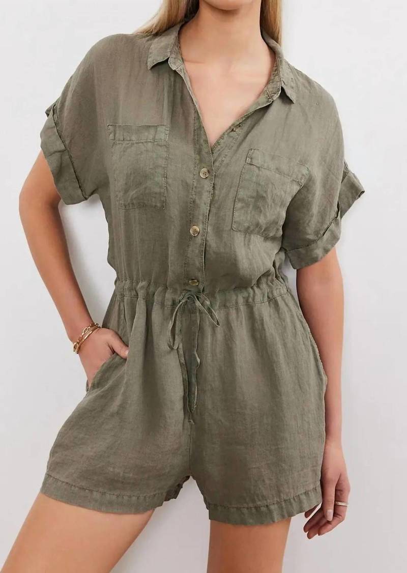 Velvet by Graham & Spencer Clare Romper In Axe Green