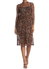 Velvet by Graham & Spencer Leopard Print Mock Neck Midi Dress