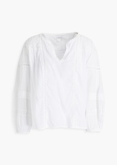 Velvet by Graham & Spencer - Pia lace-trimmed pintucked cotton top - White - XS