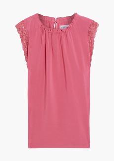 Velvet by Graham & Spencer - Tie-back lace-trimmed voile top - Pink - S