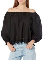 VELVET BY GRAHAM & SPENCER Women's Abigail Schiffli Eyelet Top