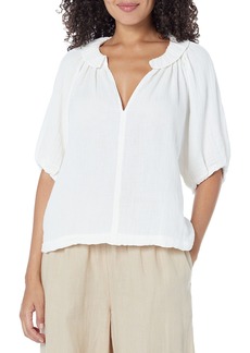 VELVET BY GRAHAM & SPENCER Women's Annette Cotton Gauze Puff Sleeve Shirt  M