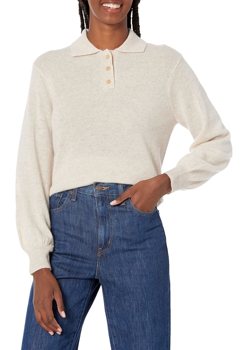 VELVET BY GRAHAM & SPENCER Women's Ashley Cashmere Classic Long Sleeve Polo Sweater  L
