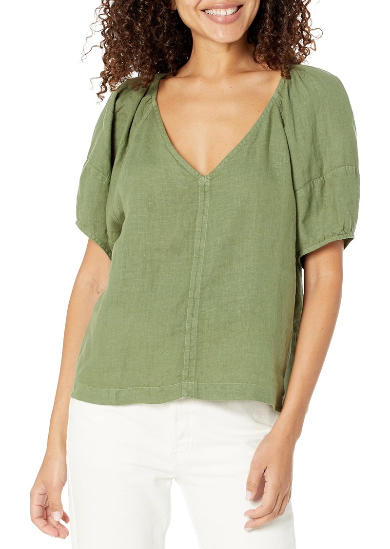 VELVET BY GRAHAM & SPENCER Women's Callin Puff Sleeve Woven Linen Top