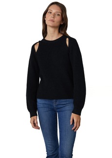 VELVET BY GRAHAM & SPENCER Women's Diane Engineered Stitches Cut-Out Crewneck Sweater  S