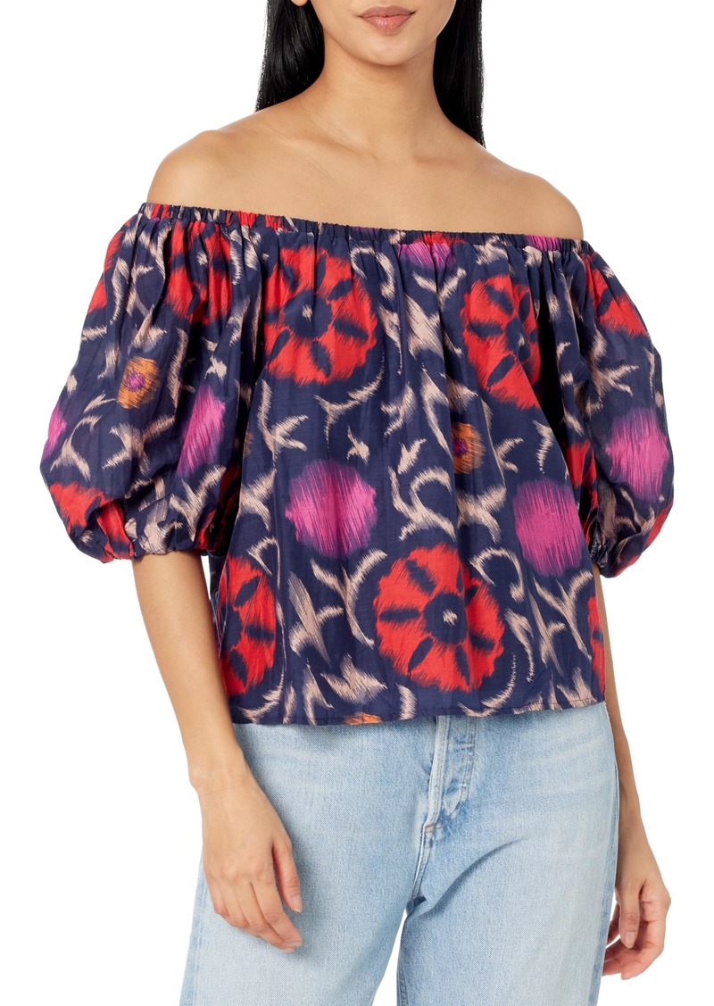 VELVET BY GRAHAM & SPENCER Women's Edlin Printed Silk Cotton Voile Top