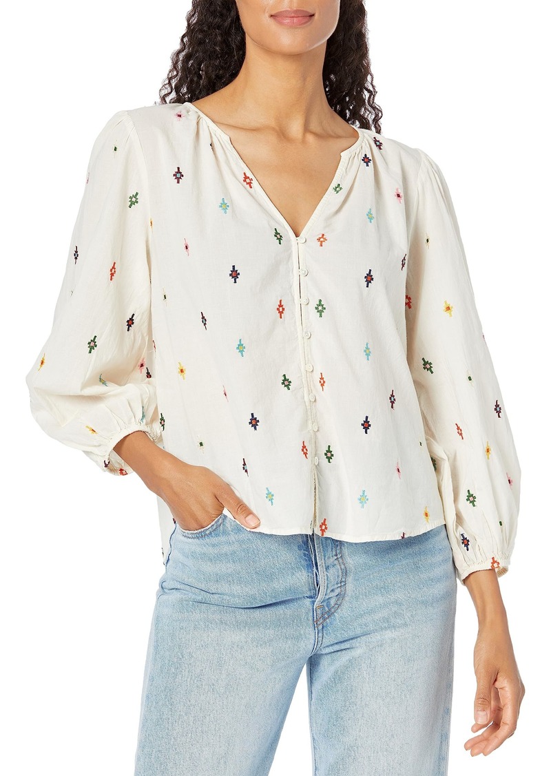 Velvet by Graham & Spencer Women's Elizabeth Novelty Embroidery Button Down Shirt