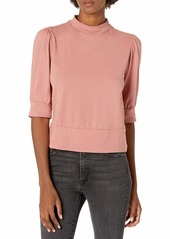 VELVET BY GRAHAM & SPENCER Women's Jodee Sueded Jersey Mock Neck Puff Sleeve Top  S