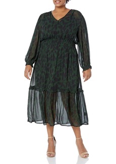 VELVET BY GRAHAM & SPENCER Women's Kendra Long Sleeve Tiered Midi Dress