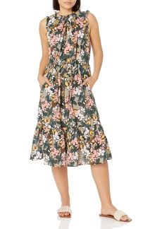 Velvet by Graham & Spencer womens Morgan Printed Cotton Midi Length Cinched Casual Dress   US