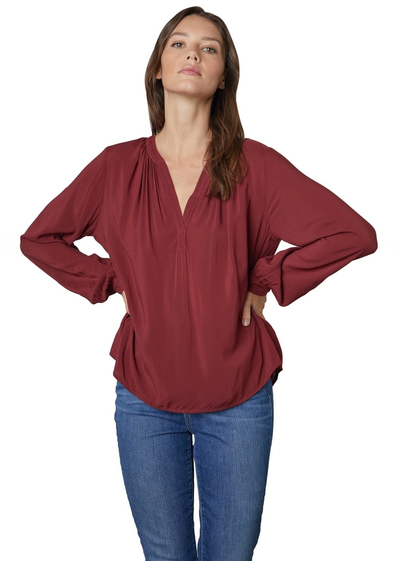 VELVET BY GRAHAM & SPENCER Women's Posie Rayon Challis Long Sleeve Blouse  XS