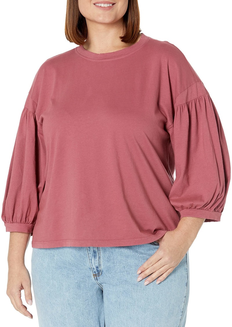 Velvet by Graham & Spencer Women's Prudy Sueded Jersey Puff Sleeve T-Shirt