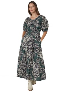 VELVET BY GRAHAM & SPENCER Women's Raya Printed Silk Cotton Voile Ankle Length Dress  L