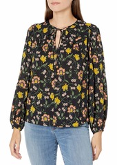 VELVET BY GRAHAM & SPENCER Women's Sidra Printed Peasant Blouse IBERIS S