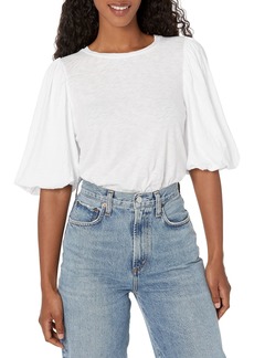 VELVET BY GRAHAM & SPENCER Women's Uma Cotton Slub Puff Sleeve Tee  XL