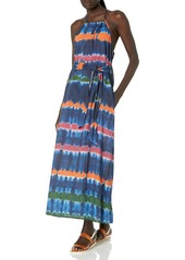 VELVET BY GRAHAM & SPENCER Women's Valda Indigo Print Halter Neck Dress  S