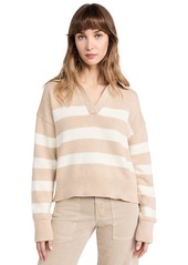 Velvet by Graham & Spencer Velvet Women's Lucie Sweater  Stripe Tan XS