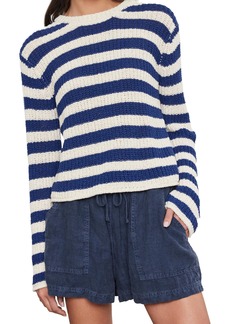 Velvet by Graham & Spencer Velvet Women's Maxine Pullover Sweater  Blue Off White Stripe S