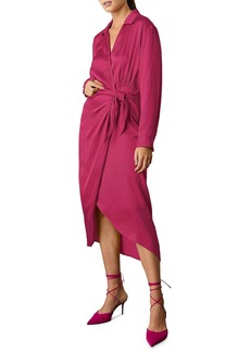 Velvet by Graham & Spencer Womens Collared Midi Wrap Dress
