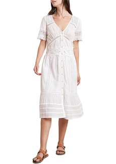 Velvet by Graham & Spencer Womens Cotton Lace-Trim Midi Dress