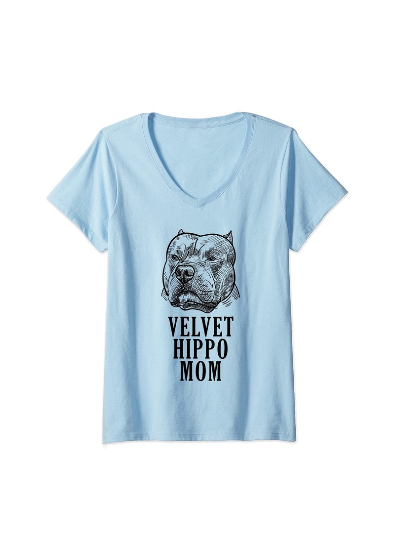 Velvet by Graham & Spencer Womens Velvet Hippo Mom Pitbull Dog Owner American Bully Pitbull V-Neck T-Shirt