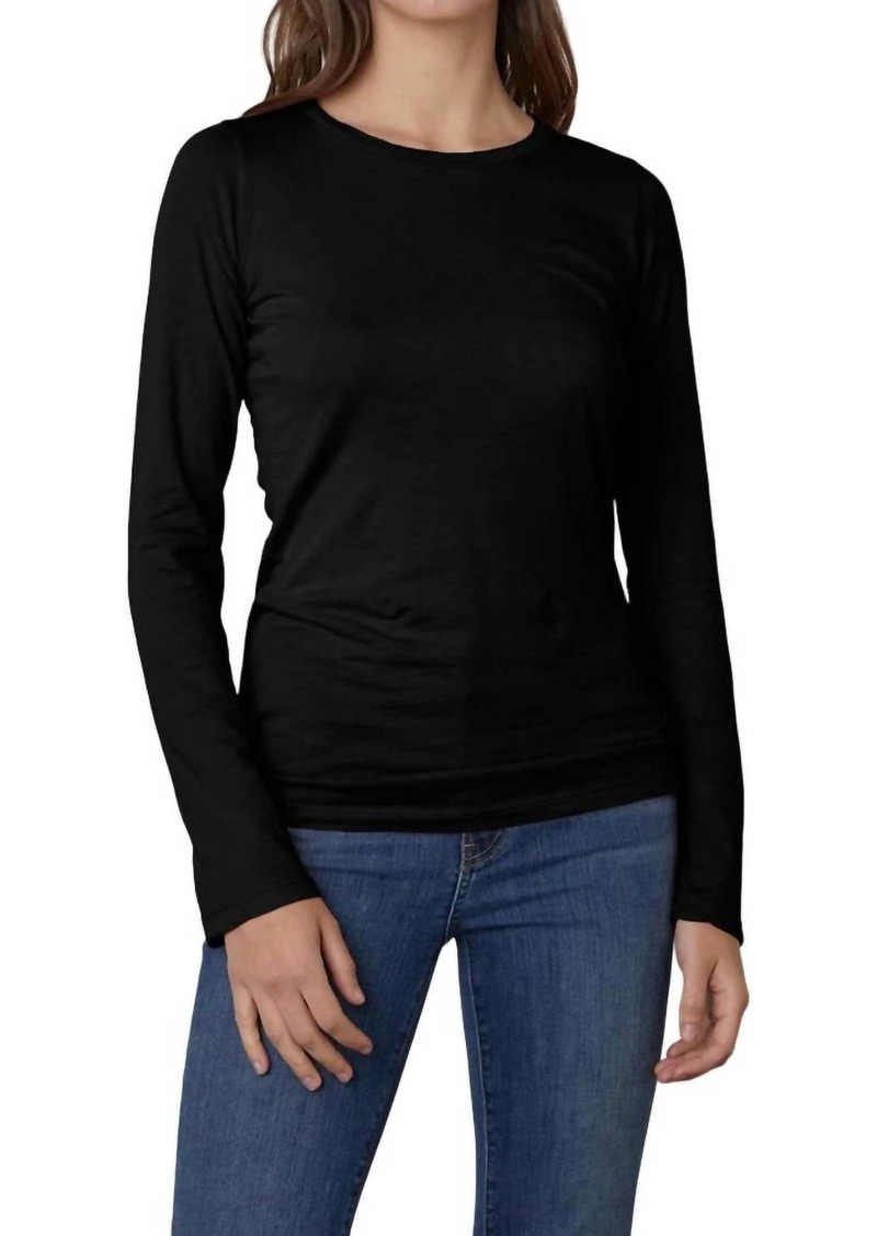 Velvet by Graham & Spencer Zofina Fitted Long Sleeve Tee In Black