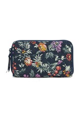 Vera Bradley Cotton Deluxe Travel Wallet with RFID Protection Fresh-Cut Floral Green