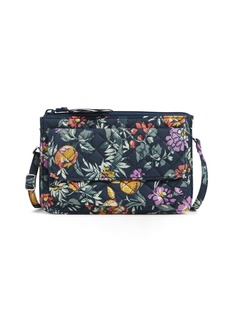 Vera Bradley Women's Cotton Wallet Crossbody Purse with RFID Protection Fresh-Cut Floral Green